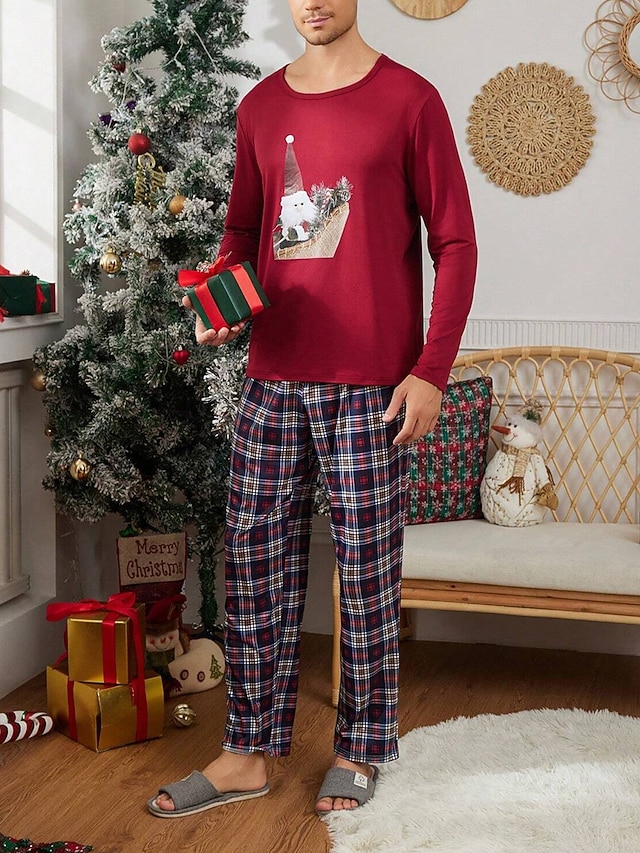 Men's Christmas Pajamas Sleepwear Pajama Set Pajama Top and Pant 2