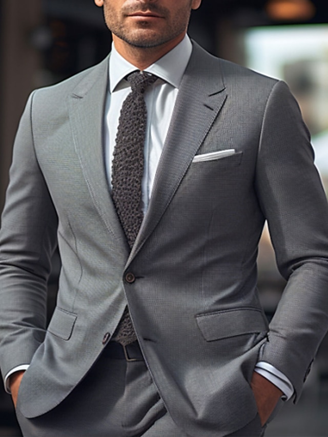  Trajes de boda para hombre gris/negro/burdeos/azul, ropa formal de negocios de moda de 2 piezas de color sólido, talla grande, un solo botón, 2024