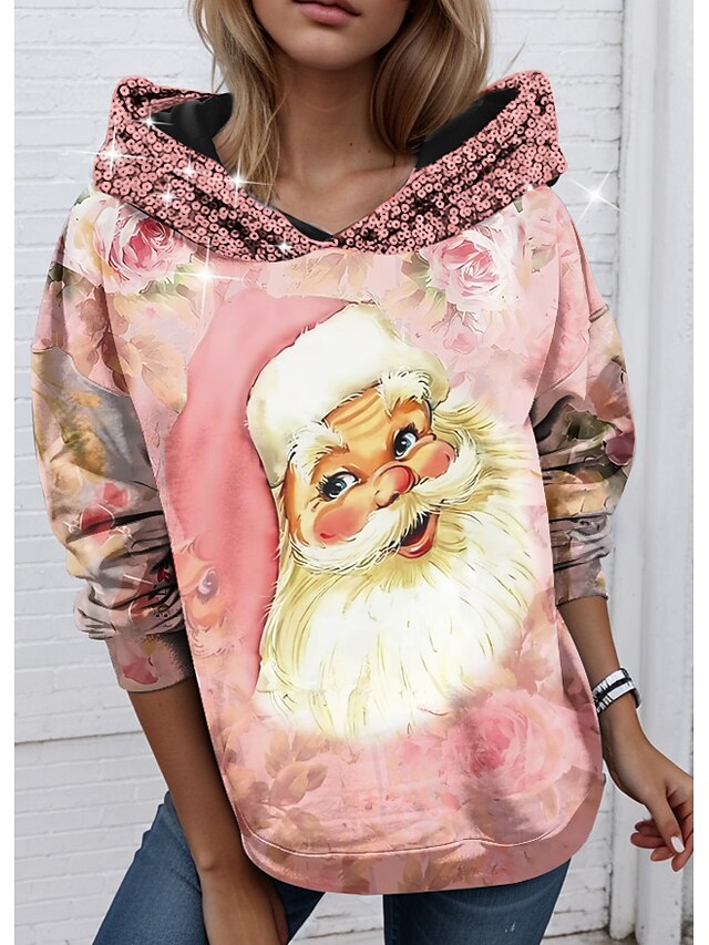 Christmas Sweatshirt Women's Hoodie Sweatshirt Pullover Santa Claus