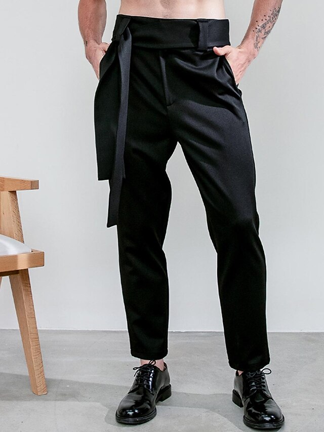 Men's Dress Pants Trousers Suit Pants Zipper Pocket With Belt Plain