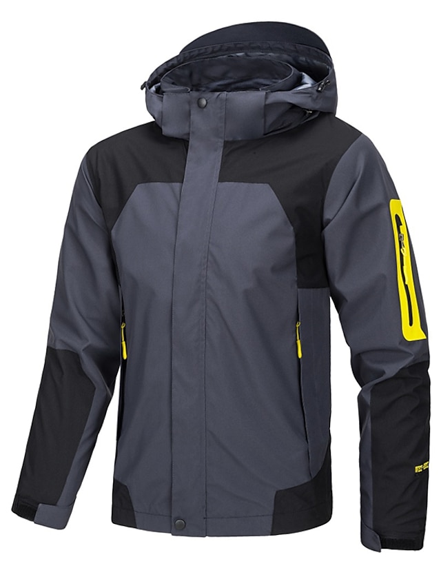  Voor heren Outdoor jas Regenjas Wandeljack Alledaagse kleding Vakantie Weekend Zacht Lapwerk Vetoketju WATERDICHT Herfst winter Kleurenblok Warm Modern eigentijds Capuchon Sportkleding Dik Normaal