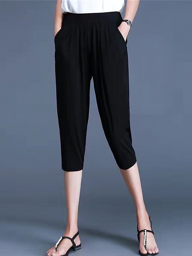 Women's Dress Pants Capri Pants Calf-Length Pocket Fashion Streetwear ...