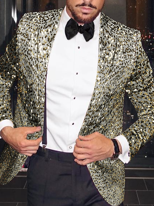  ανδρικές παγιέτες blazer fashion disco blazer blazer plus size κανονική προσαρμοσμένη εφαρμογή μονόστομο με ένα κουμπί ασημί χρυσό 2024