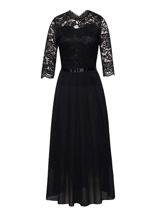 Women's Black Dress Prom Dress Christmas Party Dress Lace Dress Long ...