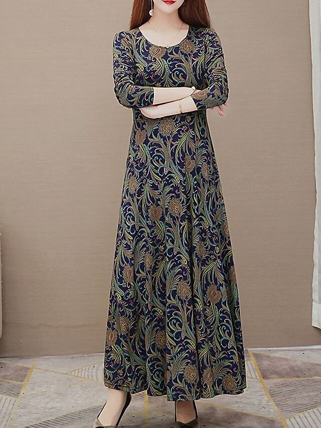 Women's Prom Dress Party Dress Cocktail Dress Ruched Print Crew Neck