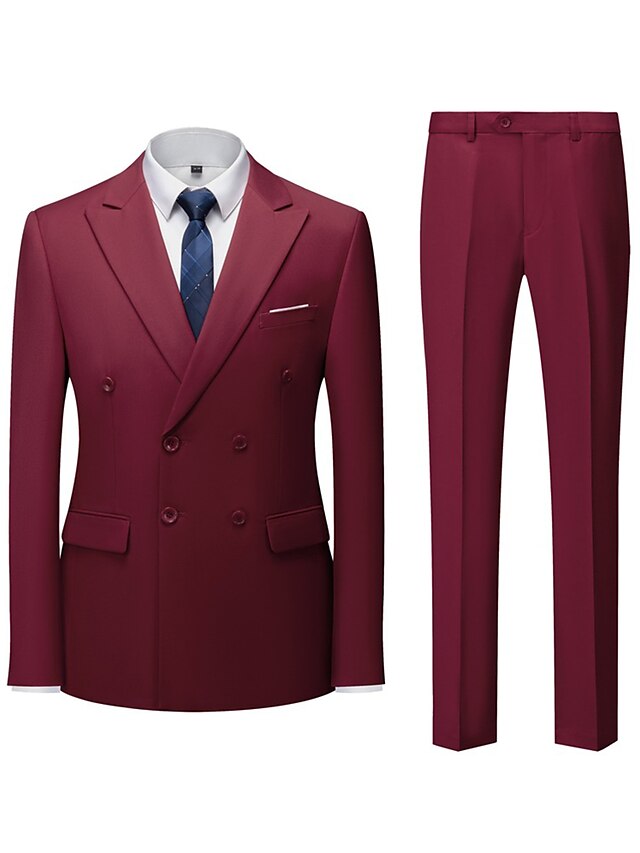 Black Champagne Pink Men's Prom Suits Solid Colored 2 Piece Standard ...