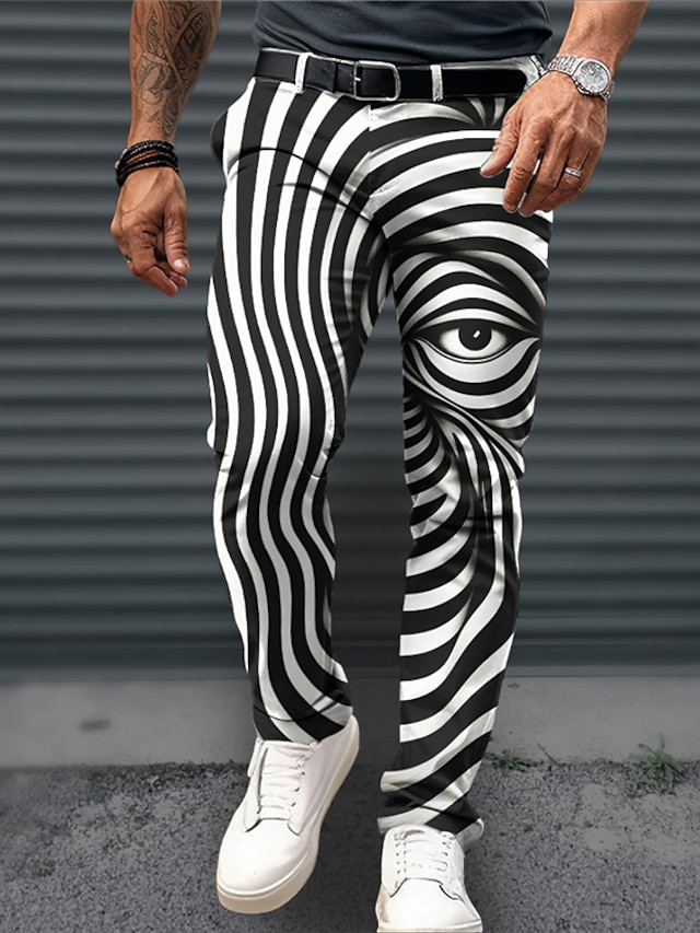  Ojo Negocios Abstracto Hombre Impresión 3D pantalones de traje Pantalones Exterior Ropa Cotidiana Ropa de calle Poliéster Vino Negro Azul Marino S M L Media cintura Elasticidad Pantalones