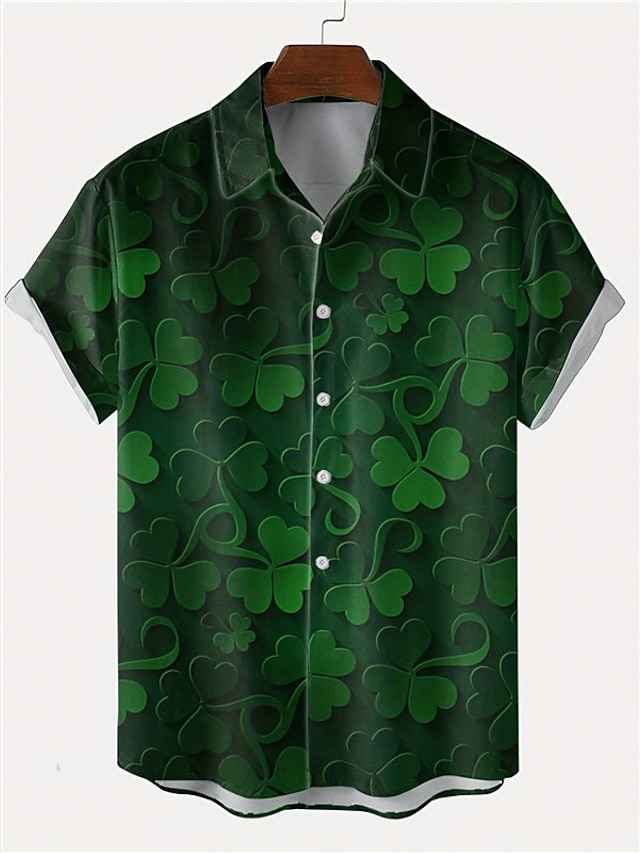 Four Leaf Clover Casual Men's Shirt Daily Wear Going out Weekend Autumn ...