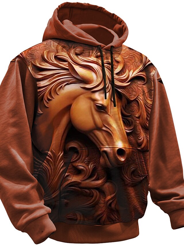 Graphic Horse Men's Fashion 3D Print Hoodie Sports Outdoor Holiday ...