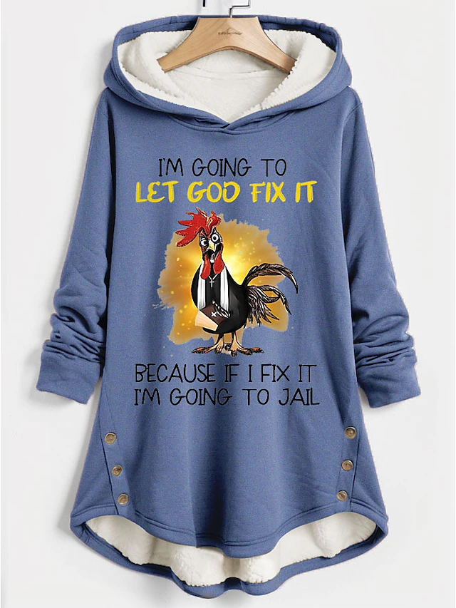 Women's Hoodie Sweatshirt Pullover Fleece Lined Warm Pajamas Sherpa Graphic Letter Casual Sports Button Print Warm Funny Fuzzy Long Sleeve Top Micro-elastic Fall Winter Comfrt Breathable Soft Fabric4