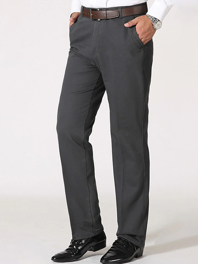 Men's Trousers Chinos Chino Pants Pocket Straight Leg Plain Comfort Breathable Outdoor Daily Going out Fashion Casual Black Army Green 16