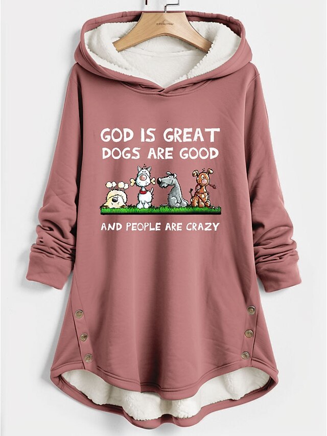 Women's Hoodie Sweatshirt Pullover Fleece Lined Warm Pajamas Sherpa Dog Letter Street Casual Print Fashion Funny Comfrt Long Sleeve Top Micro-elastic Fall Winter Comfrt Breathable Soft Fabric4