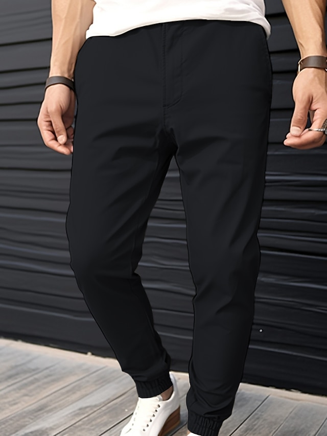  Men's Joggers Trousers Chinos Casual Pants Pocket Elastic Waist Plain Comfort Breathable Outdoor Daily Going out Fashion Casual Black Army Green