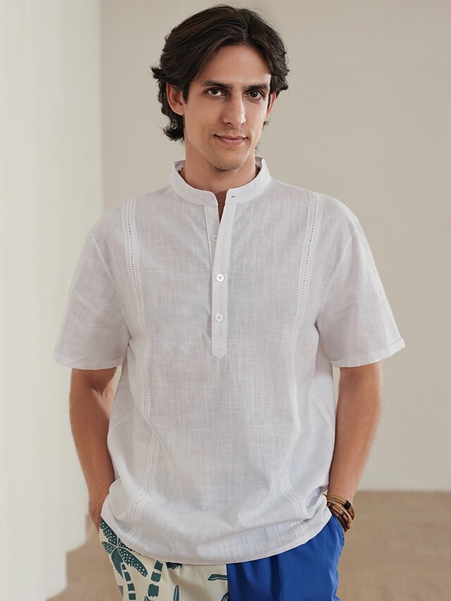 Men's Shirt Guayabera Shirt Linen Shirt Popover Shirt Summer Shirt