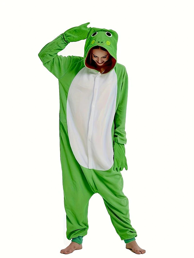 Adults' Animal Nightwear Onesie Pajamas Onesie Costume Carnival Costume Frog Animal Onesie Pajamas Kigurumi Pajamas Pajamas Funny Costume For Men's Women's Carnival Cartoon 6