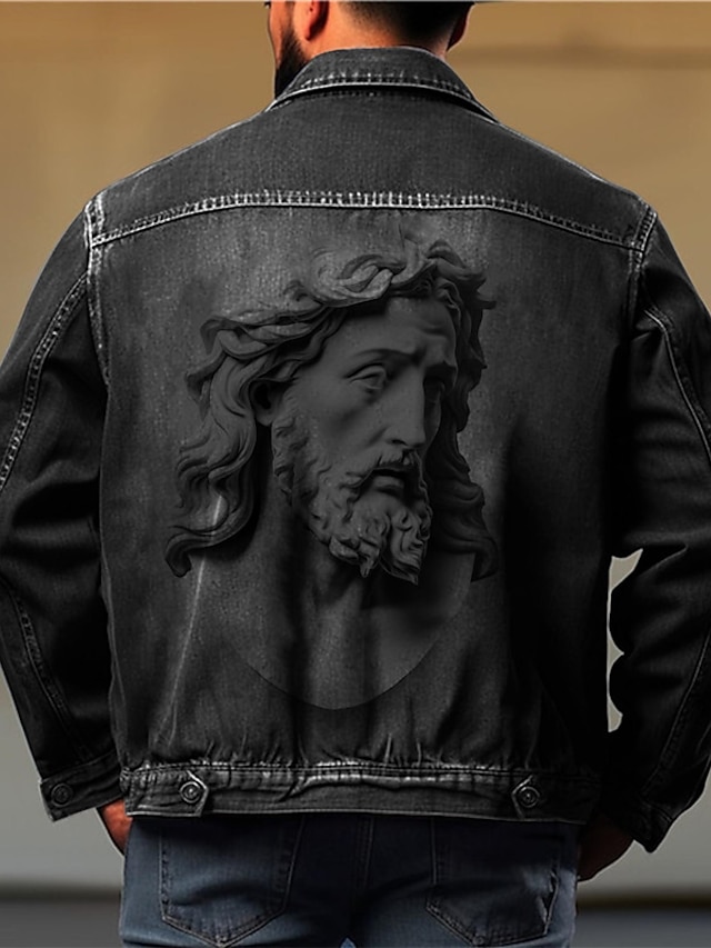 Men's Coat Denim Jacket Sculpture Casual Breathable Comfortable Sports
