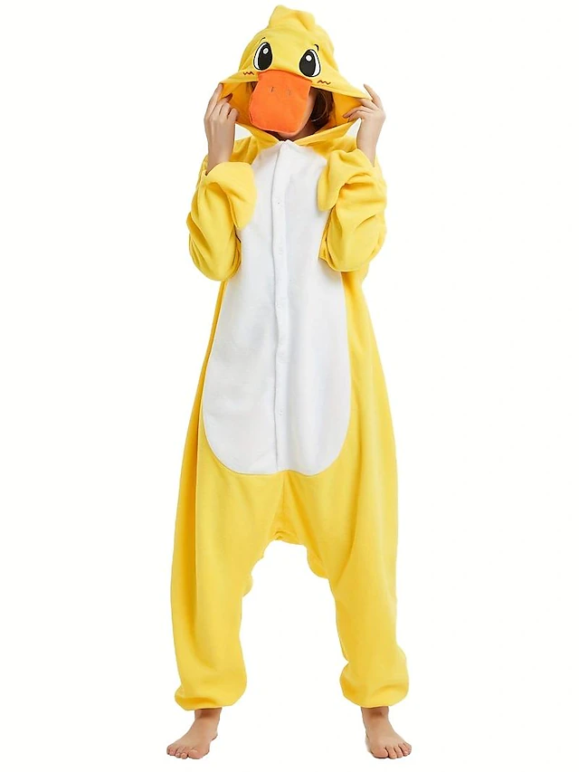 Adults' Animal Nightwear Onesie Pajamas Onesie Costume Carnival Costume Duck Animal Onesie Pajamas Kigurumi Pajamas Pajamas Funny Costume For Men and Women Carnival Cartoon 6