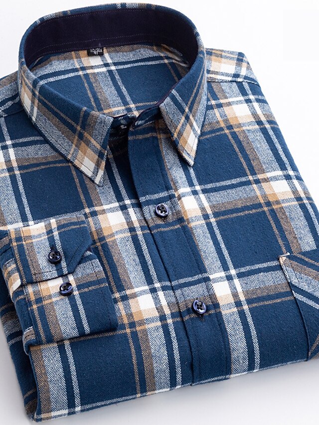 Men's Shirt Button Up Shirt Casual Shirt Plaid Shirt Overshirt Yellow