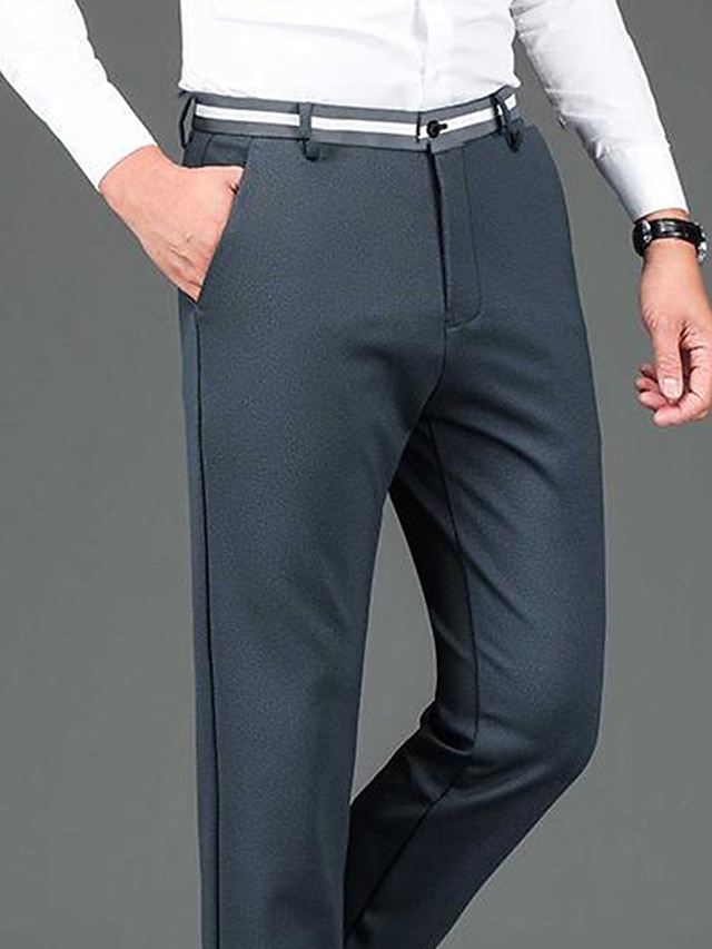Men's Dress Pants Trousers Suit Pants Pocket Plain Comfort Breathable