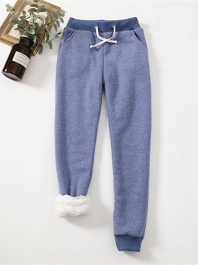 Women's Sweatpants Fleece Pants Pants Trousers Active Streetwear Casual Full Length High Waist Plain Drawstring Pocket Elastic Waist Thermal Warm Breathability Soft Micro-elastic Outdoor Street Sport 12
