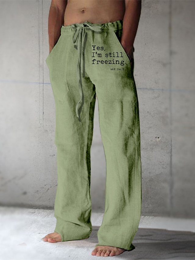  Per uomo Informale Pop art Alfabetico Pantaloni di lino Pantaloni Vita normale Da tutti i giorni Da mare Per uscire Primavera Autunno Standard