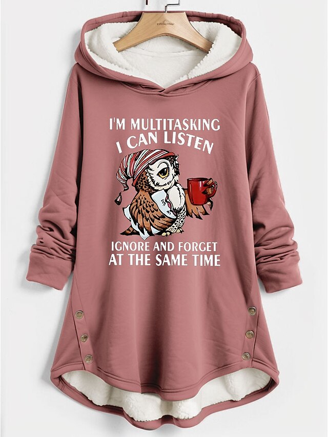 Women's Hoodie Sweatshirt Pullover Fleece Lined Warm Pajamas Sherpa Animal Letter Street Casual Print Warm Funny Comfrt Long Sleeve Top Micro-elastic Fall Winter Comfrt Breathable Soft Fabric4