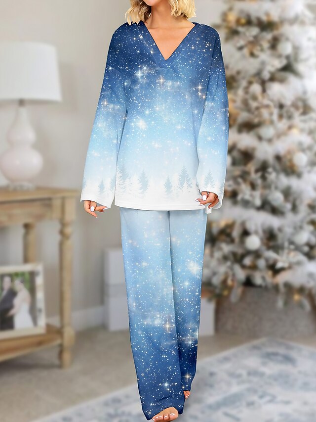 Women's Christmas Pajamas Sets Snowman Snowflake Fashion Comfort Soft