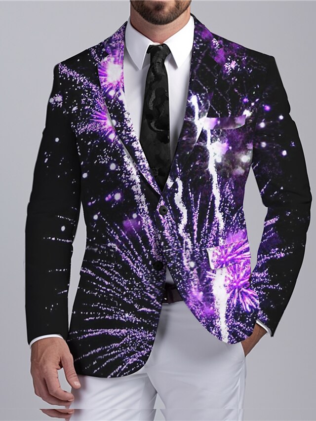 Christmas Happy New Year Business Men's Coat Blazer Warm Breathable