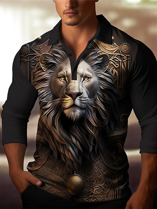 Lion Relief Pattern Men's Abstract 3D Print Outdoor Casual Daily ...