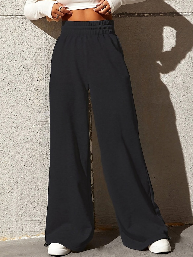  Mulheres Calças Esportivas Elastano Tecido Cinzento Preto Ativo Cintura Alta Comprimento total Ao ar livre Rua Outono Inverno