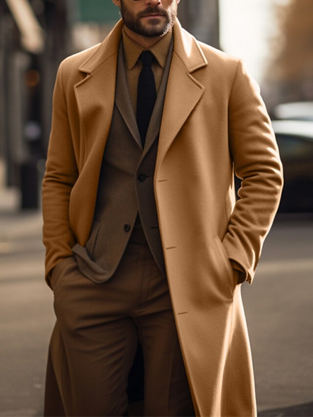Manteau Homme Longue En Laine Et Polyester - Coupe Slim Fit - Trench-coat D'hiver épais Et Chaud - Style Casual élégant