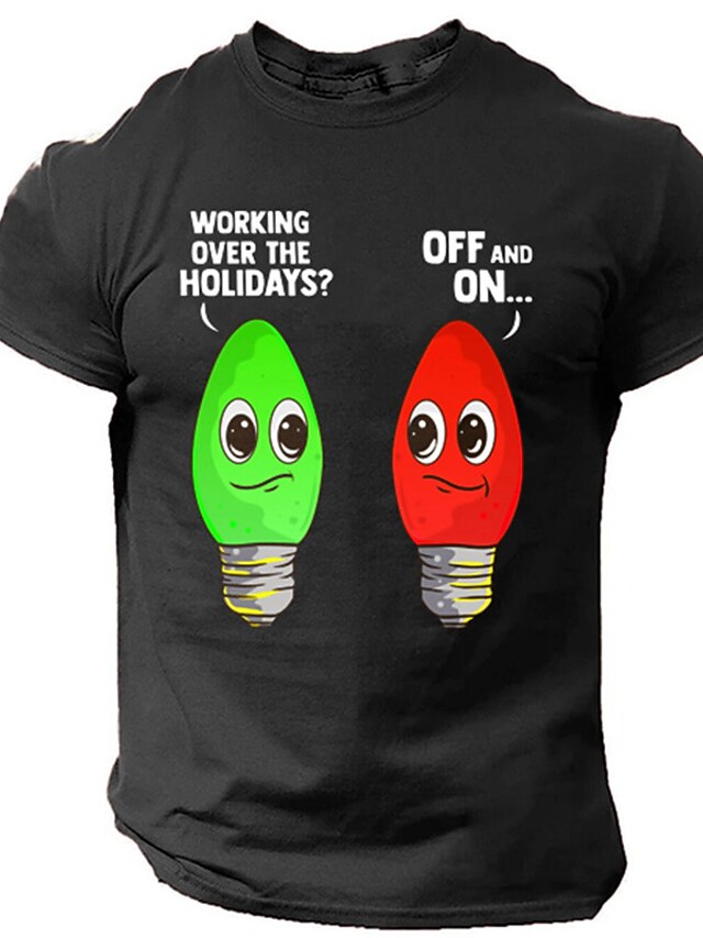 Cartoon Letter Black Red Green T shirt Tee Men's 100 Cotton Graphic T