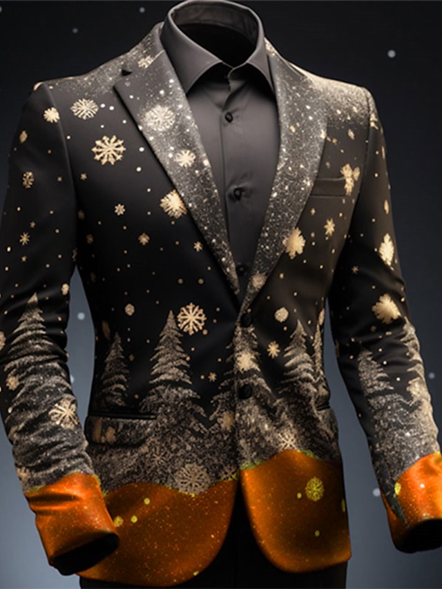  Men's Tree Long Sleeve Turndown Business Work Wear to work Going out Buttons Print Multi Pocket