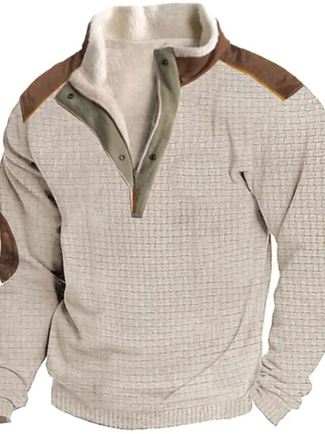 Pre-Order Beige Plaid Patchwork Side Slit Sweatshirt
