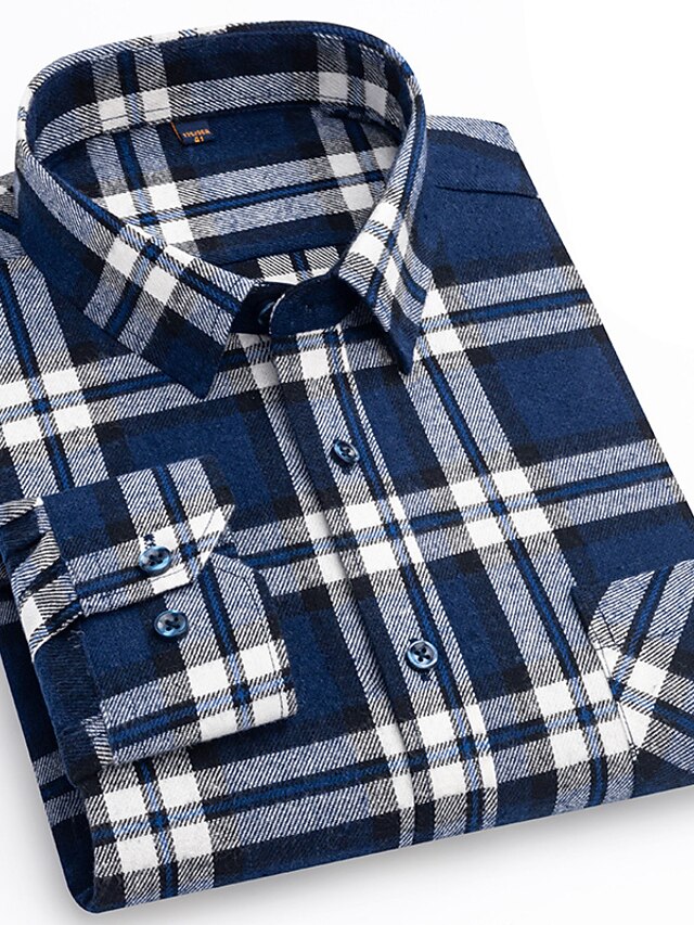 Men's Shirt Button Up Shirt Casual Shirt Plaid Shirt Overshirt Red Navy