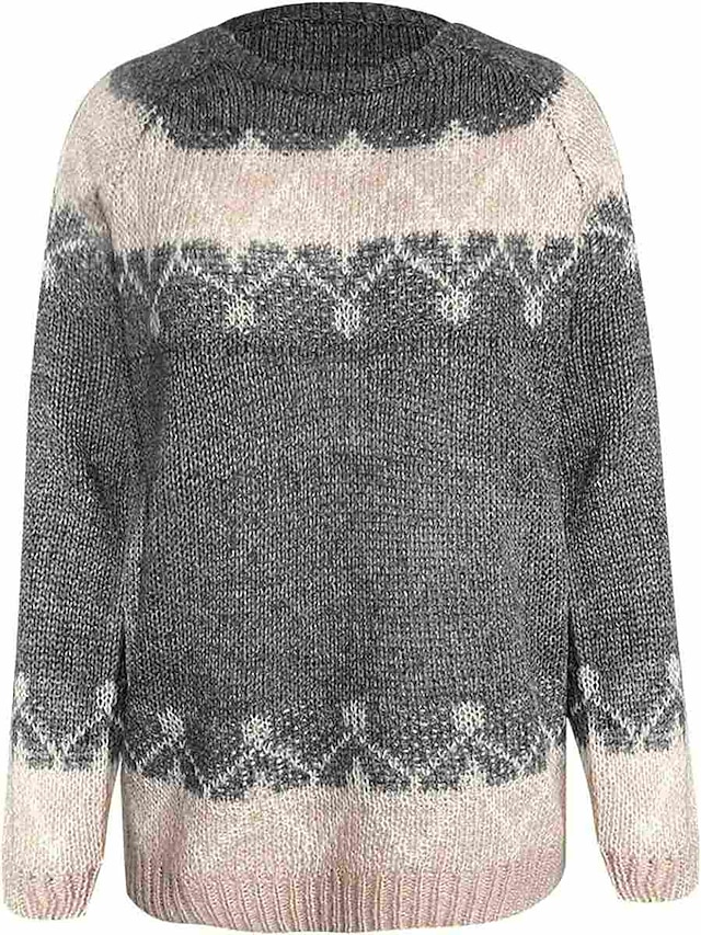 Women's Pullover Sweater Jumper Crew Neck Chunky Knit Knitted Drop ...
