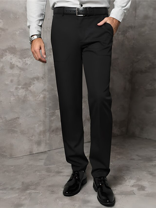 Men's Dress Pants Trousers Suit Pants Front Pocket Straight Leg Plain