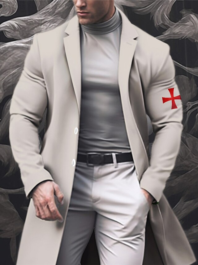  Herr Kors Vinterkappa Rock Kappa Håller värmen Andningsfunktion Bekväm Mode Streetwear Affär Arbete Klä till Jobbet Utekväll Ficka Mönster Höst vinter Nedvikt Långärmad Svart Vit Khaki grön