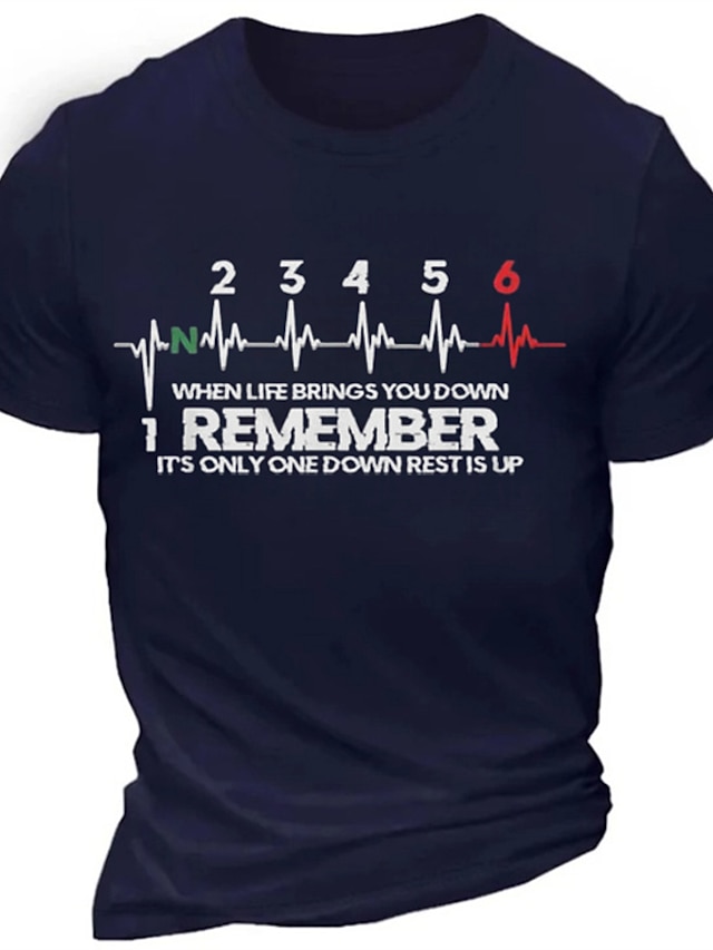  Motocyklové tričko pro muže 'Jedna dolů odpočiň si' s grafikou a citátem o životě pro motorkáře s krátkým rukávem