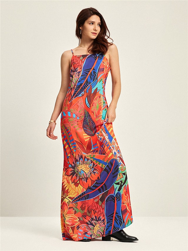  Tropical Print Summer Fashion Vacation Maxi Dress