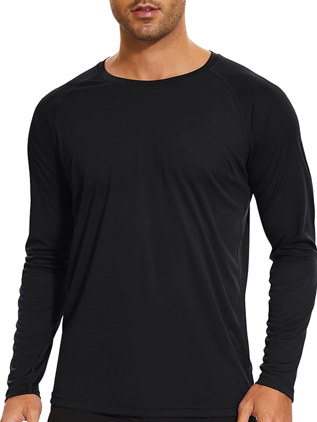  Ανδρικά Μπλουζάκια αντηλιακής προστασίας Μακρυμάνικο πουκάμισο Στρογγυλή Ψηλή Λαιμόκοψη Μακρυμάνικο Αθλήματα & Ύπαιθρος Διακοπές Εξόδου Καθημερινά Γρήγορο Στέγνωμα UPF 50+ Διαρροή ιδρώτα Αναπνέει