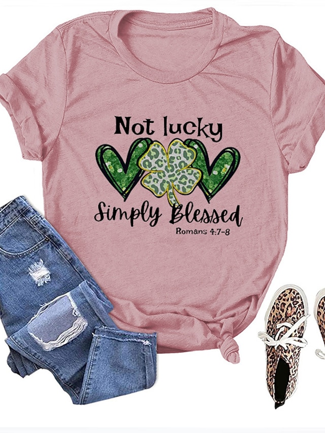  Women's T shirt Tee Heart Leaf Leopard Casual Going out Print Rose Gold Short Sleeve Fashion Round Neck Summer