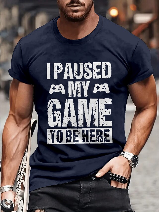 Men's Game Letter Funny Character & Slogan Short Sleeve T shirt 3D Print Crew Neck Shirt Daily Outdoor Casual Party Casual Holiday Black Blue Green Spring & Summer Clothing Apparel Normal S M L XL4