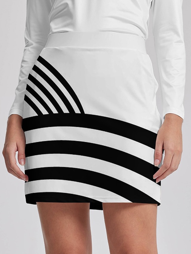  Women's Golf Skirts White Skirt Bottoms Stripe Stripes Fall Winter Ladies Golf Attire Clothes Outfits Wear Apparel