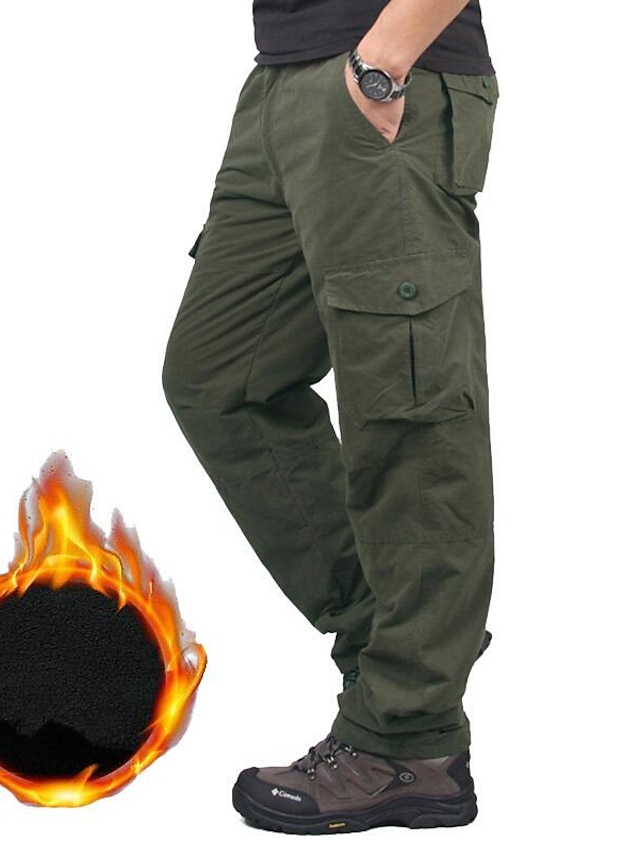  Pánské Kargo kalhoty Fleecové kalhoty Pracovní kalhoty Kapsy Multi kapsa Hight Rise Jednobarevné Nositelný Venkovní Telecí délka Venkovní Ležérní Klasické Velký a vysoký Volný Černá Armádní zelená