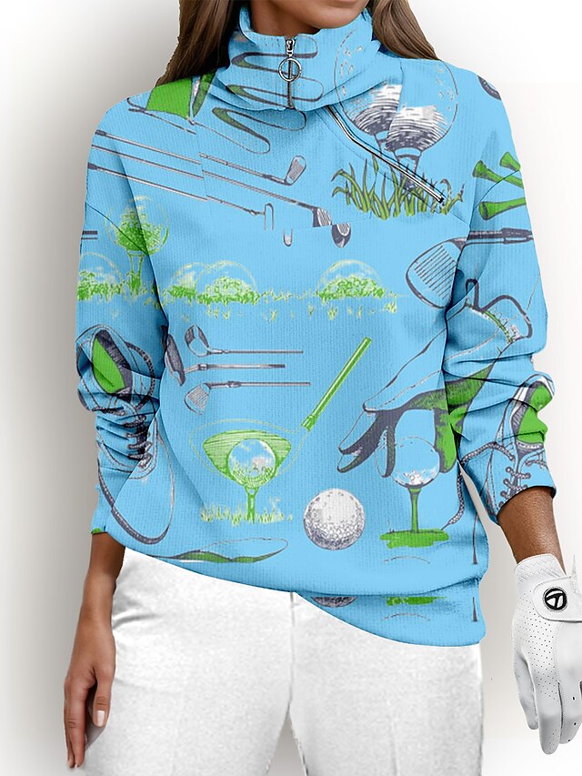 Women's Golf Pullover Sweatshirt White Long Sleeve Thermal Warm Top