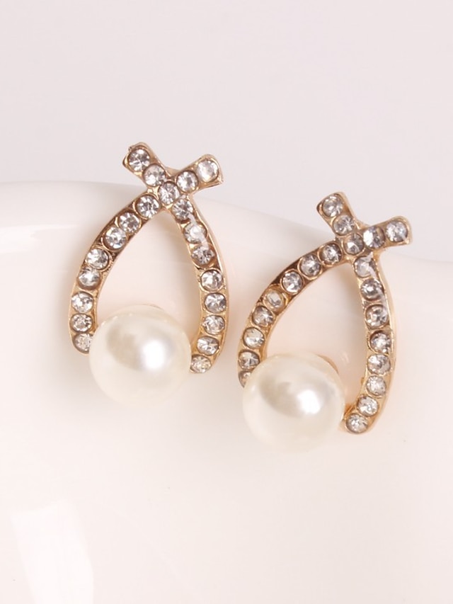  1 Par Puños del oído pendientes de la bola For Mujer Fiesta Regalo Cumpleaños Brillante Legierung Estilo retro De moda Diamante