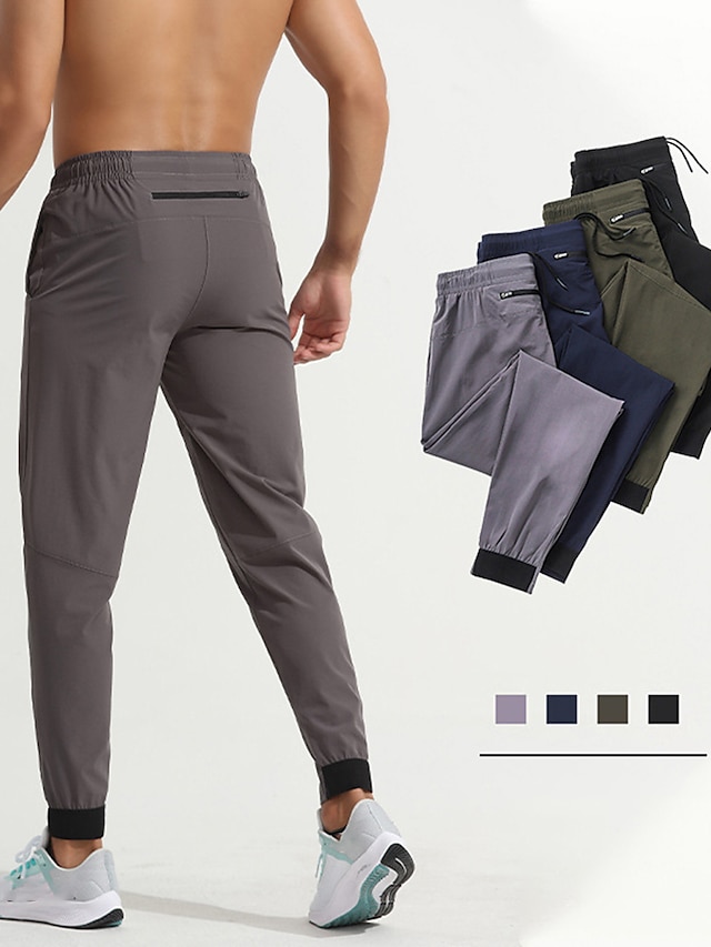  Men's Athletic Pants Joggers GYM Pants Running Pants Outdoor Athleisure Daily Sports Breathable Quick Dry Soft Comfortable Pocket Drawstring Elastic Waist Plain Full Length Fashion Casual Activewear