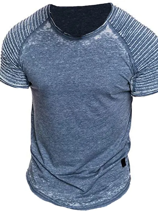  Pánské Tričko Tričko Top Bez vzoru Tenký plisovaný Tričkový ulice Dovolená Krátké rukávy Oblečení Vinobraní Designové Základní