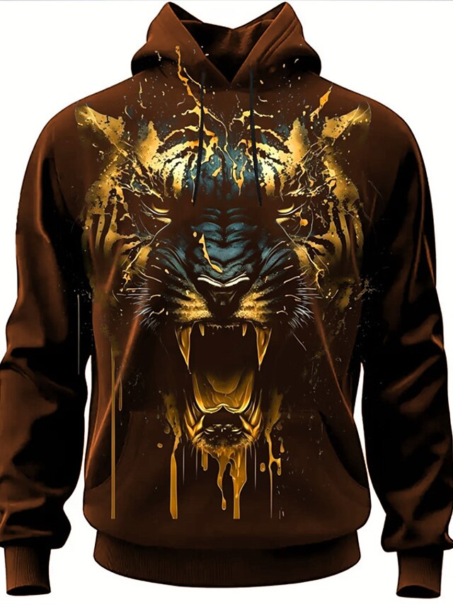  Men's Graphic Animal Hoodie Hoodies Sweatshirt Hoodie Long Sleeve Hooded Sweatshirt Hooded Fashion 3D Print Sports Outdoor Holiday Vacation Black Brown Print Front Pocket Spring &  Fall Designer